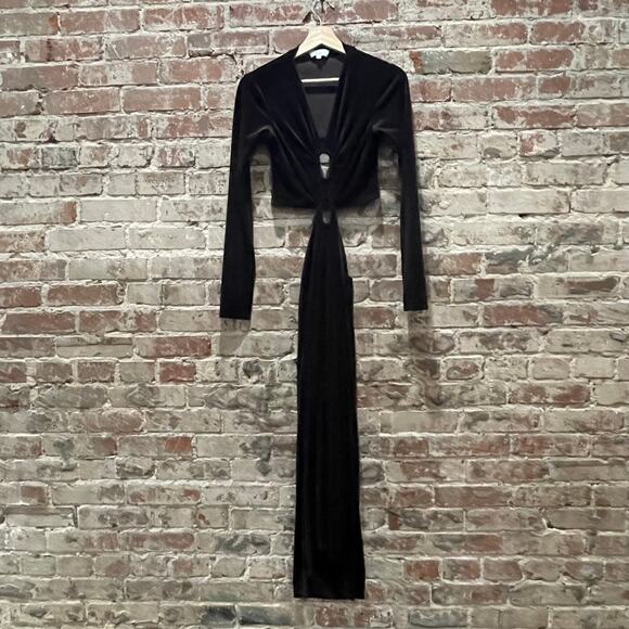 A.L.C Maeve Women's Draped Velvet Dress With Cut Out Details in Brown Size 4 - Picture 6 of 12